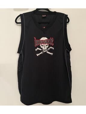Vintage Interstate Graphic Skull Crossbones Retro Y2K Basketball Jersey Size XL